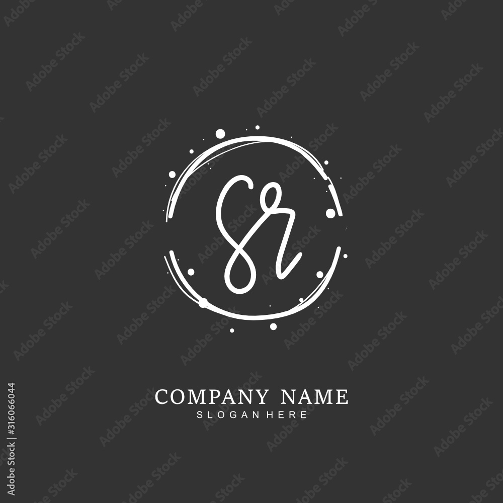 Handwritten initial letter S R SR for identity and logo. Vector logo template with handwriting and signature style. Handwritten initial letter S R SR for identity and logo. Vector logo template with handwriting and signature style.