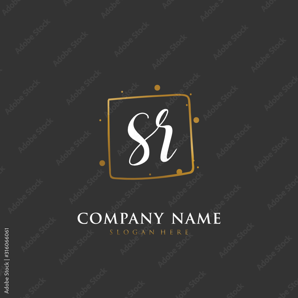 Handwritten initial letter S R SR for identity and logo. Vector logo template with handwriting and signature style. Handwritten initial letter S R SR for identity and logo. Vector logo template with handwriting and signature style.