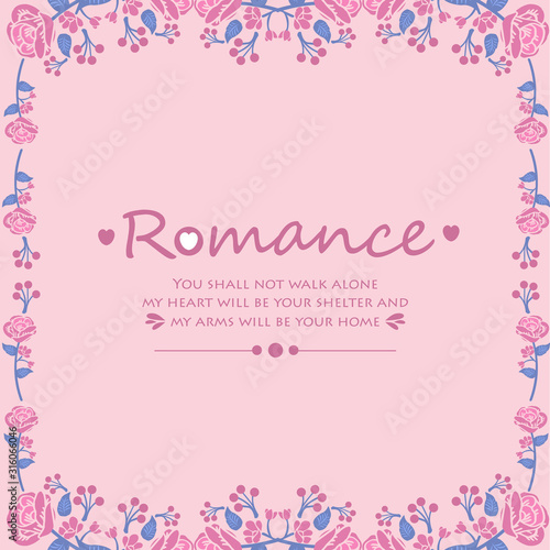 Simple pattern of romance greeting card, with leaf and pink wreath unique frame. Vector © StockFloral