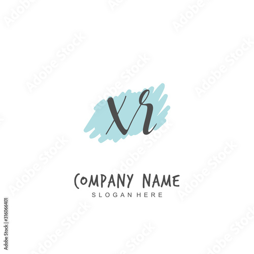 Handwritten initial letter X R XR for identity and logo. Vector logo template with handwriting and signature style.