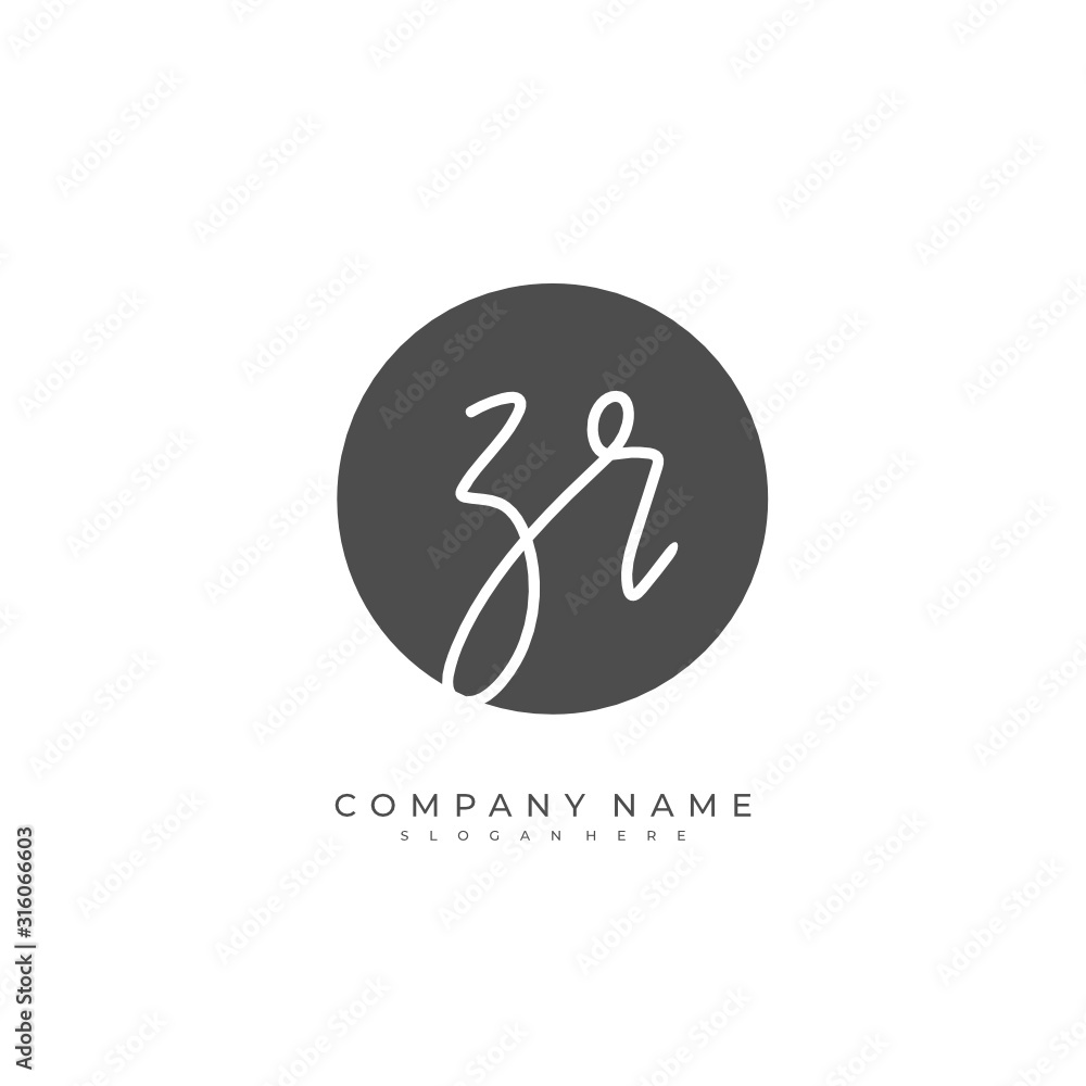 Handwritten initial letter Z R ZR for identity and logo. Vector logo template with handwriting and signature style. Handwritten initial letter Z R ZR for identity and logo. Vector logo template with handwriting and signature style.