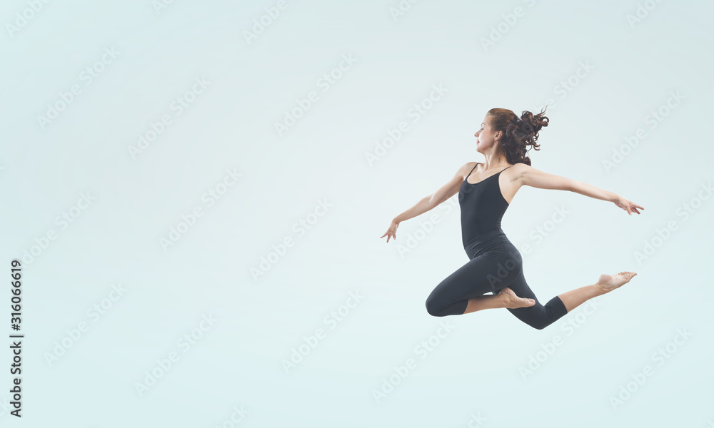 Gymnast girl in jump Mixed media Gymnast girl in jump Mixed media