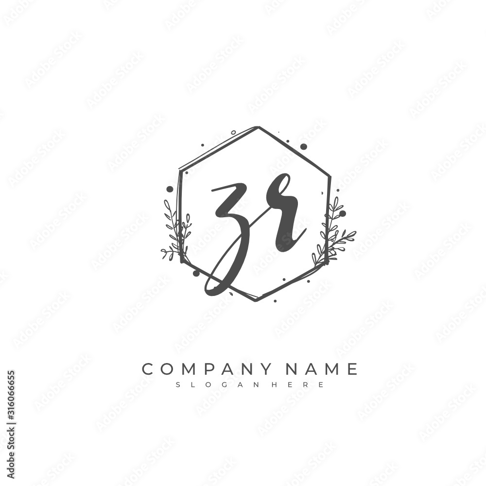 Handwritten initial letter Z R ZR for identity and logo. Vector logo template with handwriting and signature style. Handwritten initial letter Z R ZR for identity and logo. Vector logo template with handwriting and signature style.