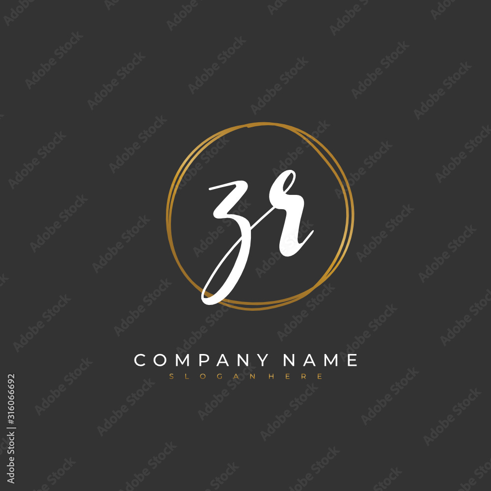 Handwritten initial letter Z R ZR for identity and logo. Vector logo template with handwriting and signature style. Handwritten initial letter Z R ZR for identity and logo. Vector logo template with handwriting and signature style.