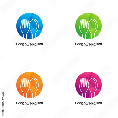 Food Application with Cutlery Logo Vector Icon Illustration