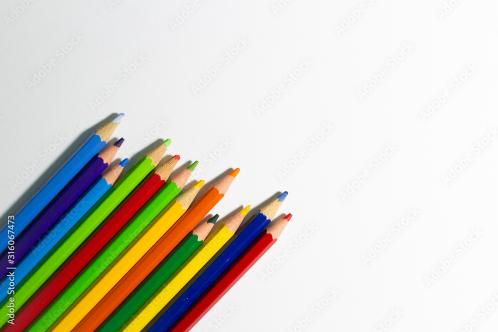 color pencils isolated on white background