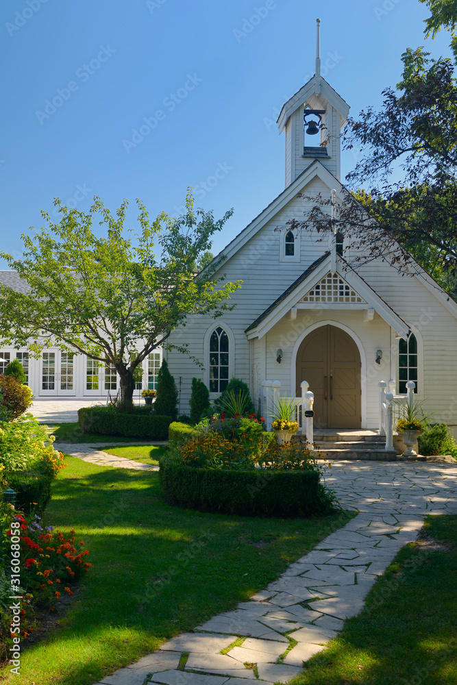 The Doctors House white clapboard Chapel used for weddings in Kleinburg Ontario