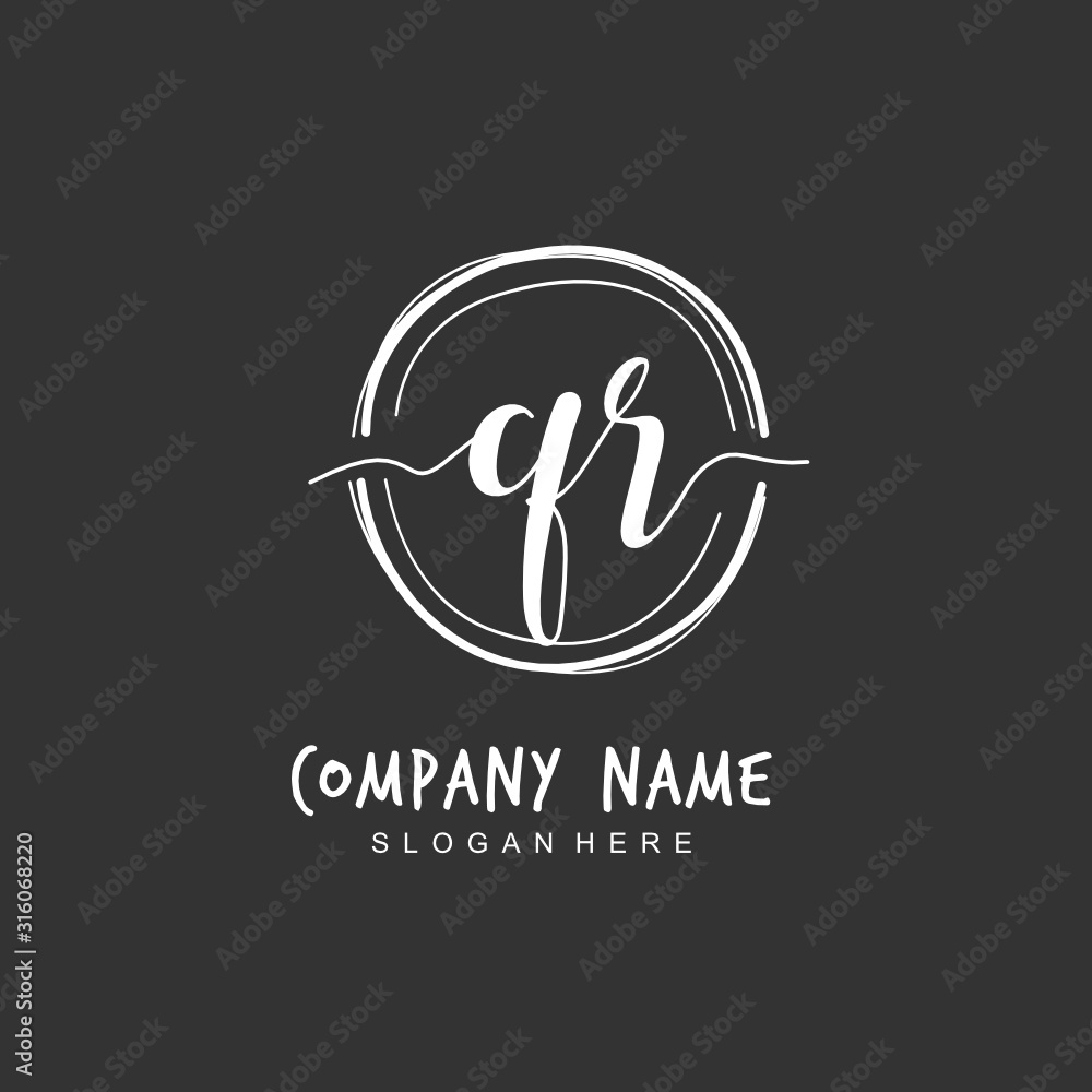 Handwritten initial letter Q R QR for identity and logo. Vector logo template with handwriting and signature style. Handwritten initial letter Q R QR for identity and logo. Vector logo template with handwriting and signature style.