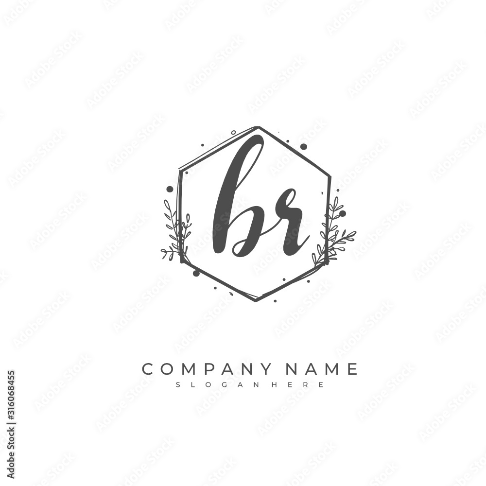 Handwritten initial letter B R BR for identity and logo. Vector logo template with handwriting and signature style. Handwritten initial letter B R BR for identity and logo. Vector logo template with handwriting and signature style.
