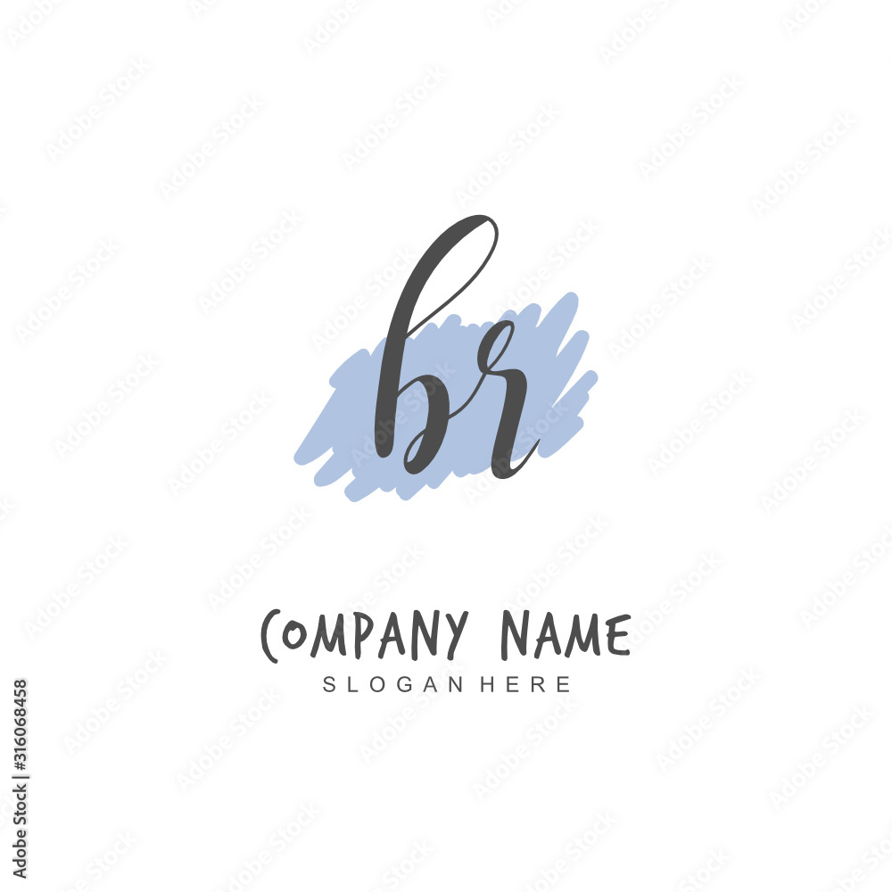 Handwritten initial letter B R BR for identity and logo. Vector logo template with handwriting and signature style. Handwritten initial letter B R BR for identity and logo. Vector logo template with handwriting and signature style.