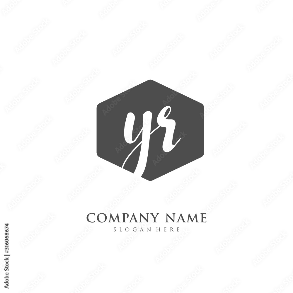 Handwritten initial letter Y R YR for identity and logo. Vector logo template with handwriting and signature style. Handwritten initial letter Y R YR for identity and logo. Vector logo template with handwriting and signature style.