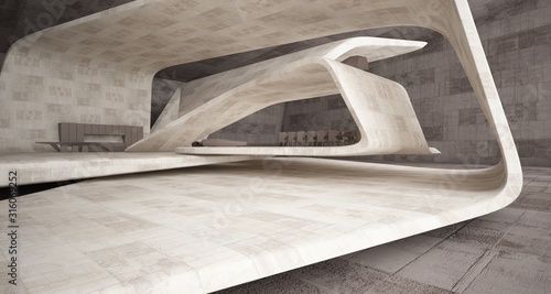 Obraz na płótnie Abstract architectural concrete interior of a minimalist house. 3D illustration and rendering. w salonie