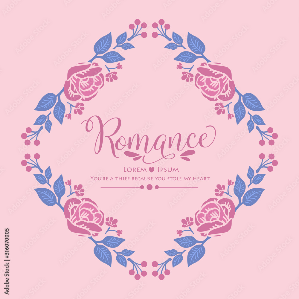 Vintage pattern of leaf and floral frame with seamless style, for romance greeting card template design. Vector