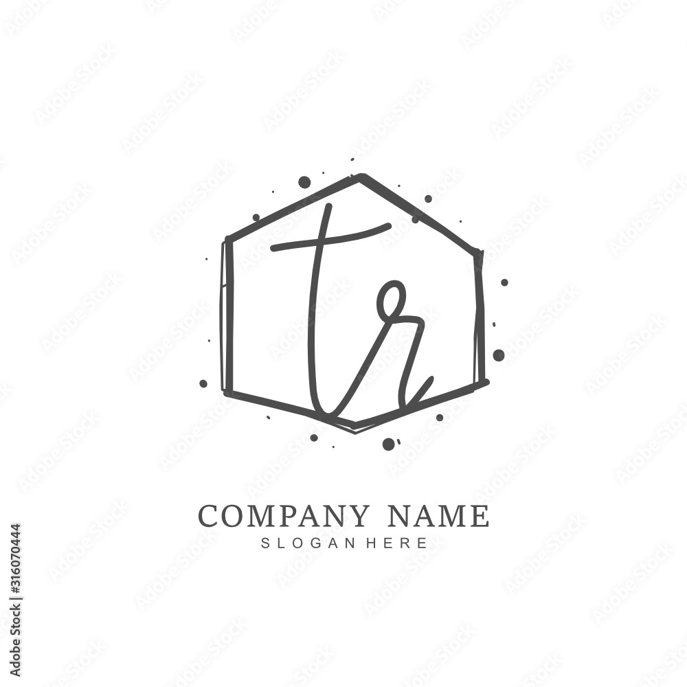 Handwritten initial letter T R TR for identity and logo. Vector logo template with handwriting and signature style. Handwritten initial letter T R TR for identity and logo. Vector logo template with handwriting and signature style.