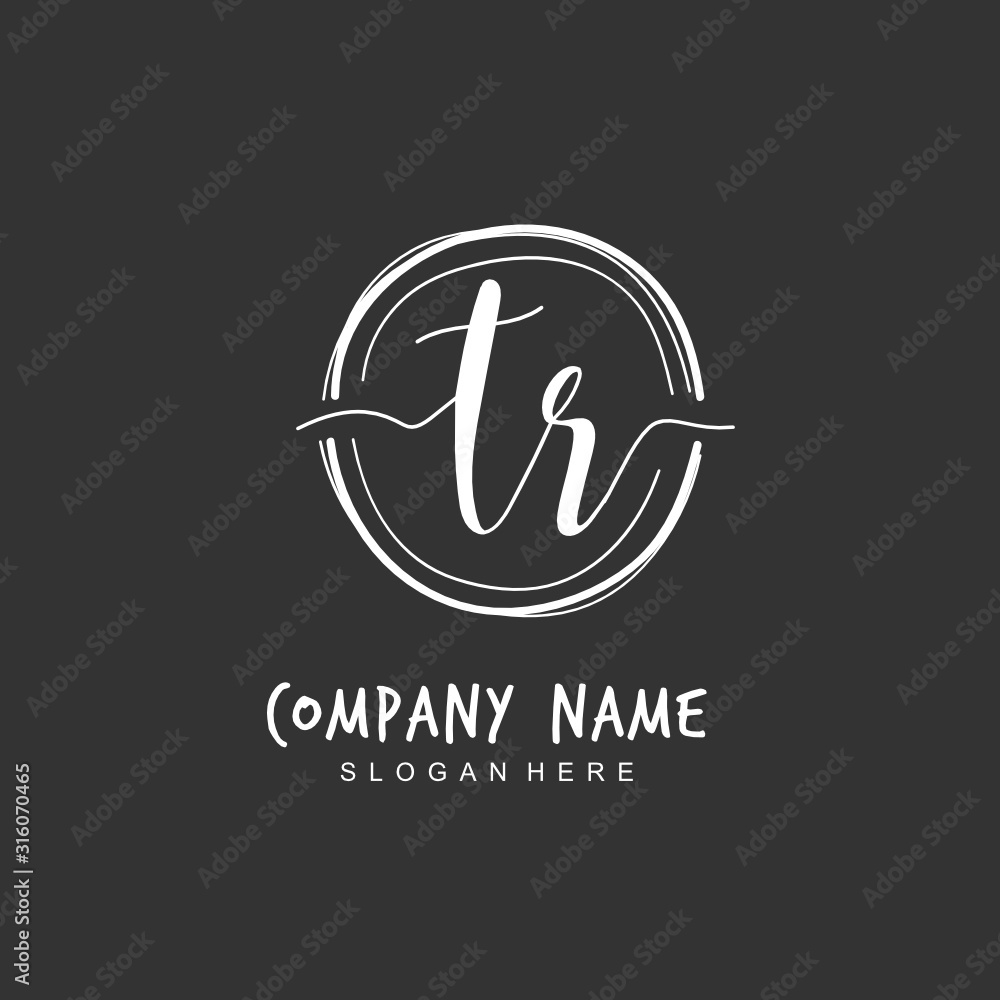 Handwritten initial letter T R TR for identity and logo. Vector logo template with handwriting and signature style. Handwritten initial letter T R TR for identity and logo. Vector logo template with handwriting and signature style.