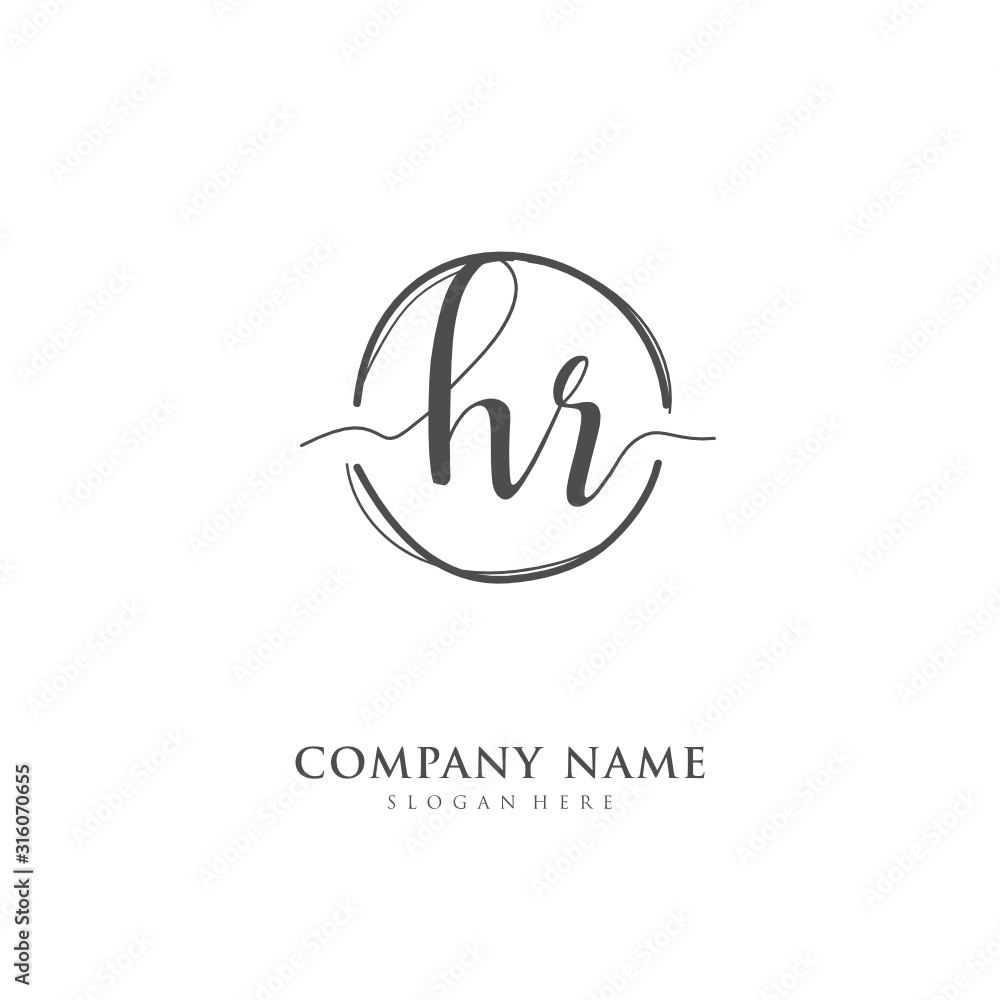 Handwritten initial letter H R HR for identity and logo. Vector logo template with handwriting and signature style. Handwritten initial letter H R HR for identity and logo. Vector logo template with handwriting and signature style.