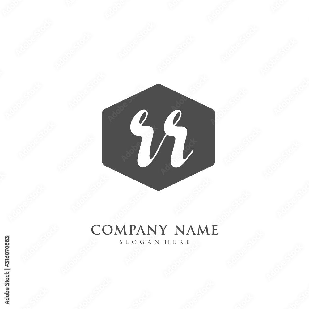 Handwritten initial letter R RR for identity and logo. Vector logo template with handwriting and signature style. Handwritten initial letter R RR for identity and logo. Vector logo template with handwriting and signature style.