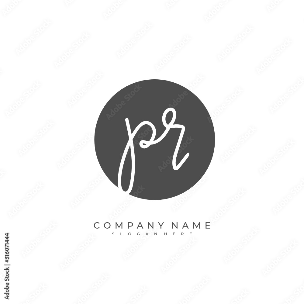 Handwritten initial letter P R PR for identity and logo. Vector logo template with handwriting and signature style. Handwritten initial letter P R PR for identity and logo. Vector logo template with handwriting and signature style.