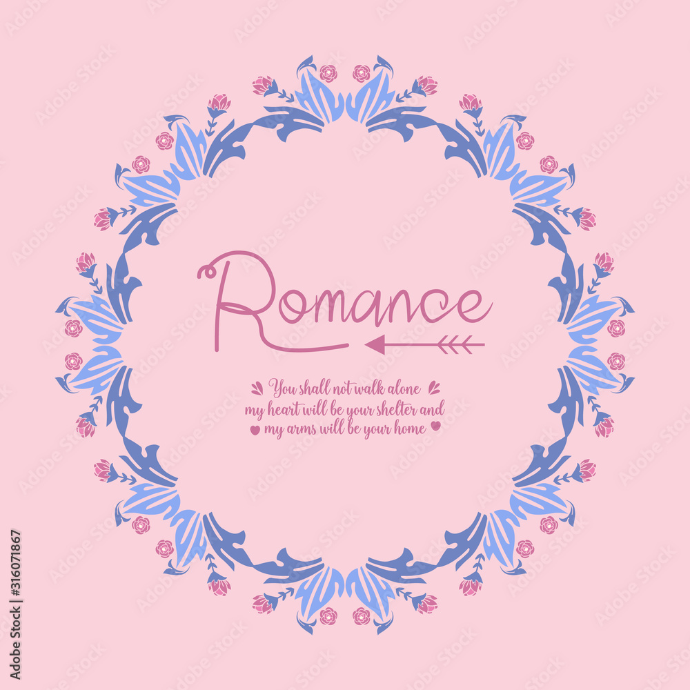 Decoration of leaf and floral frame isolated on pink background, for romance day greeting card design. Vector Decoration of leaf and floral frame isolated on pink background, for romance day greeting card design. Vector