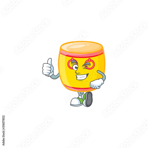 An icon of chinese gold drum making Thumbs up gesture