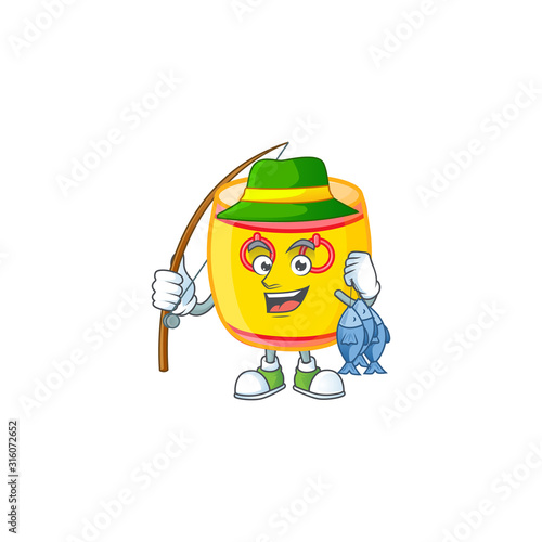 A Picture of happy Fishing chinese gold drum design