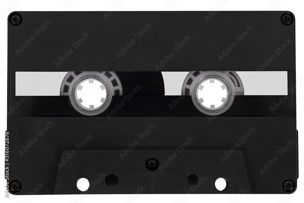 Obraz premium The black compact audio cassette.