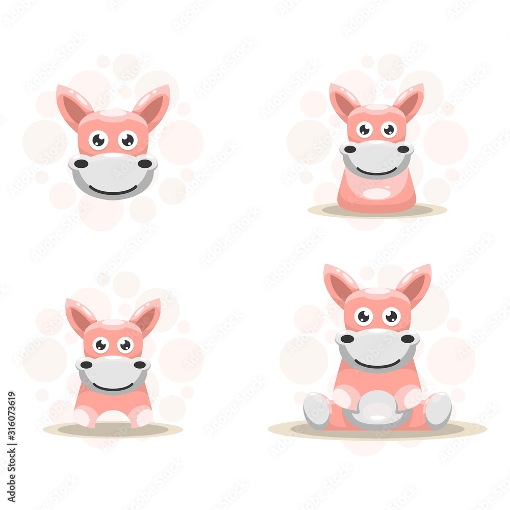 cute donkey mascot cartoon design vector collection