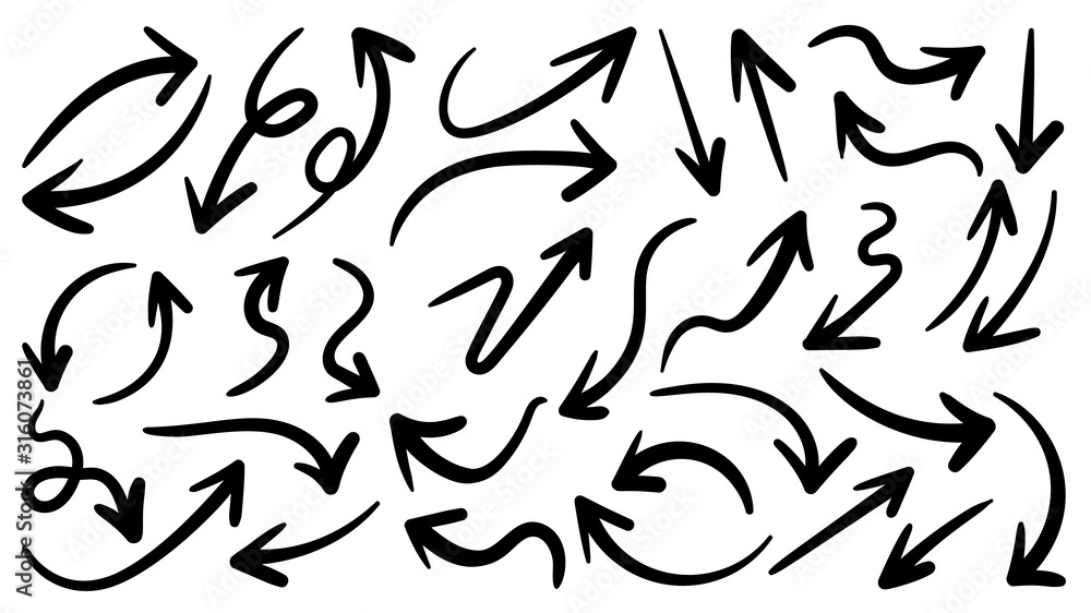 Hand drawn arrow vector icons set. sketch arrow design for business plan and education. Hand drawn arrow vector icons set. sketch arrow design for business plan and education.