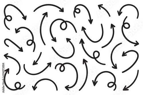 Hand drawn arrow vector icons set. sketch arrow design for business plan and education.