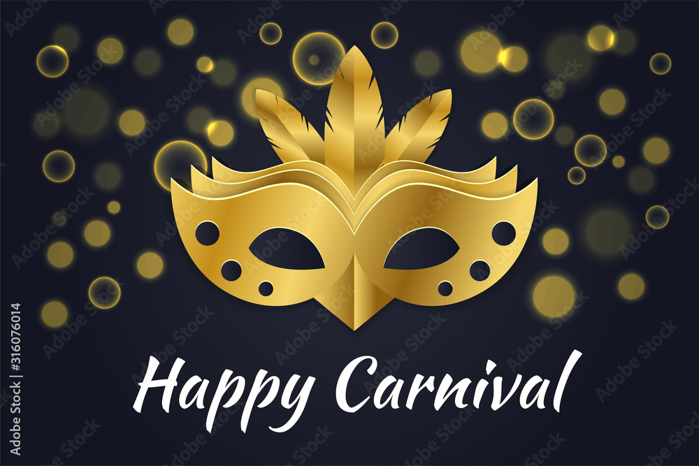 golden Carnival on dark and shiny background with place for your headline - vector illustration, perfect for banner