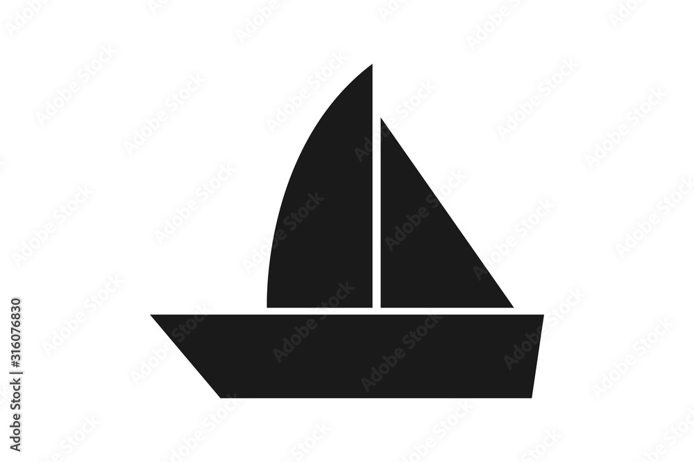 The sailboat icon vector illustration.Sailing ship symbol isolated on white background The sailboat icon vector illustration.Sailing ship symbol isolated on white background