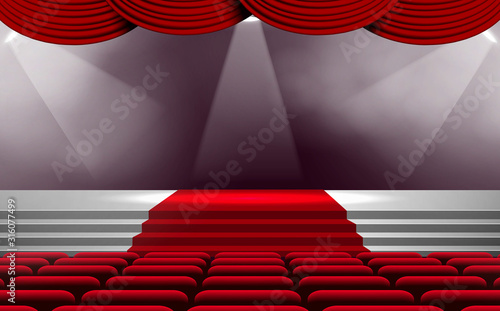 white and spotlight on the stage in the hall