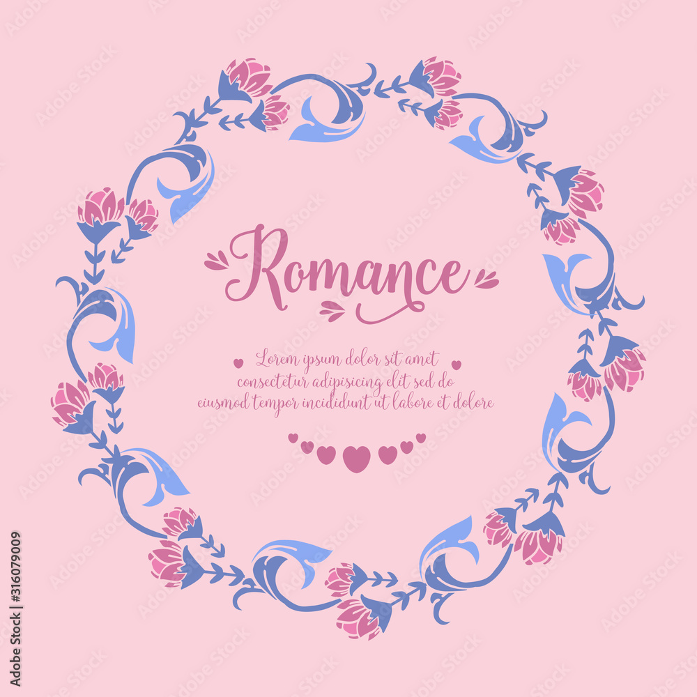 Romance invitation card Decoration, with leaf and floral unique frame. Vector