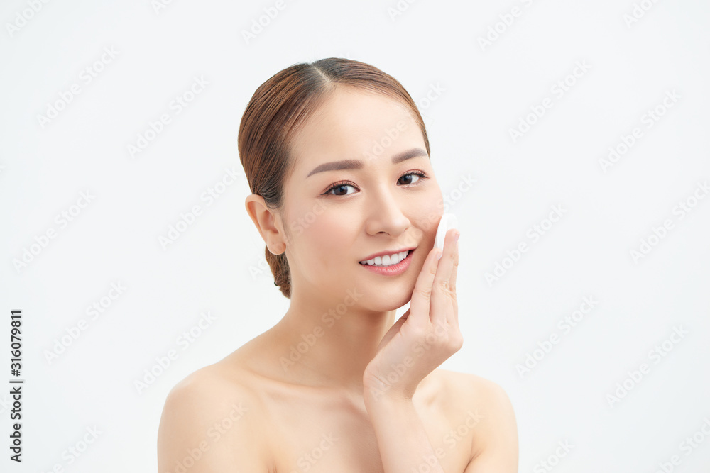 Cotton pad woman remove makeup clean skin