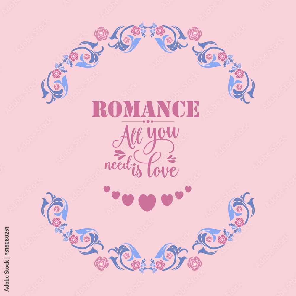 Antique card design, with beautiful pink wreath frame, for romance greeting card concept. Vector Antique card design, with beautiful pink wreath frame, for romance greeting card concept. Vector
