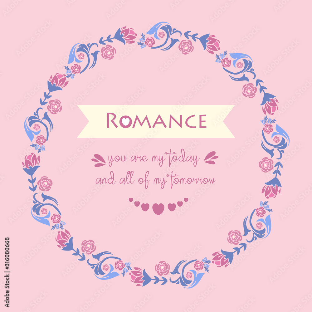 Ornate Pattern of leaf and pink flower frame, for romance elegant invitation card template concept. Vector Ornate Pattern of leaf and pink flower frame, for romance elegant invitation card template concept. Vector