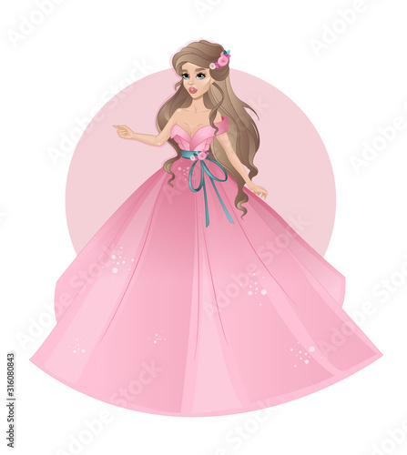beautiful princess in pink dress