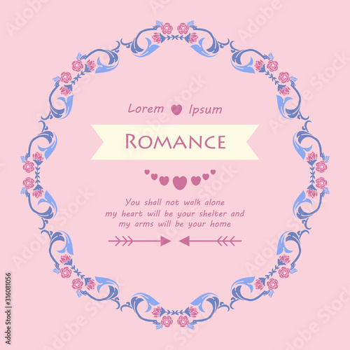 Ornate Pattern of leaf and pink flower frame, for romance elegant invitation card template concept. Vector © StockFloral