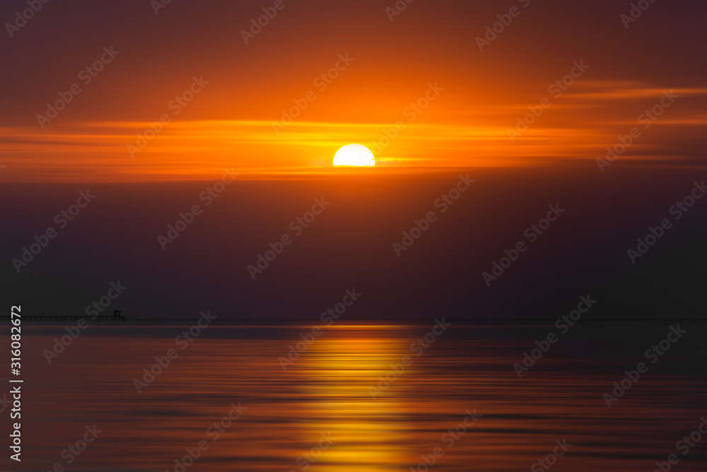 Early morning sunrises over the sea, nature background.