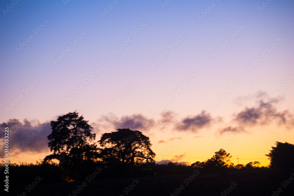 Dramatic sunset in rural area of Guatemala, clear sky cold night of January 2020 Dramatic sunset in rural area of Guatemala, clear sky cold night of January 2020