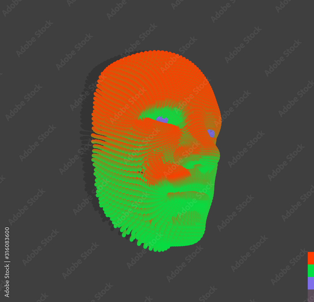 The mask. Artificial intelligence. Anonymous social masking. Face scanning. Can be used for avatar, science or technology. Cyber crime and cyber security concept illustration. Vector.
