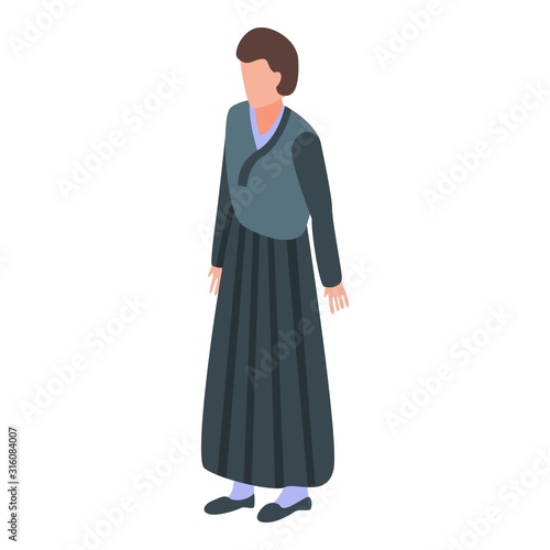 Female samurai icon. Isometric of female samurai vector icon for web design isolated on white background