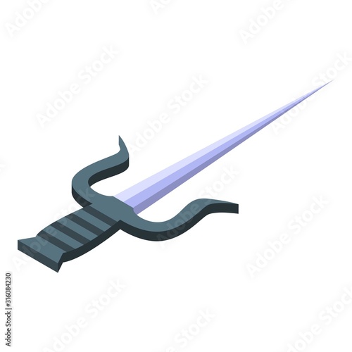 Ninja fork icon. Isometric of ninja fork vector icon for web design isolated on white background