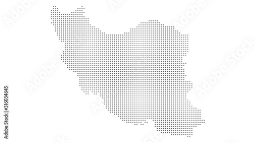 Iran map dotted, grey point on white background