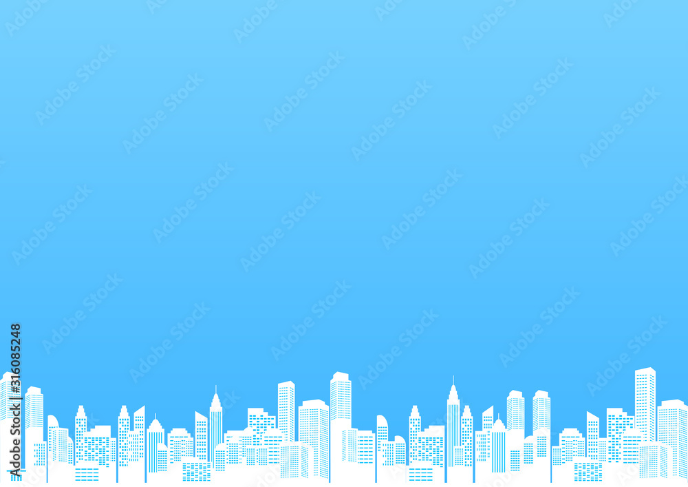 都市　風景　ブルー背景