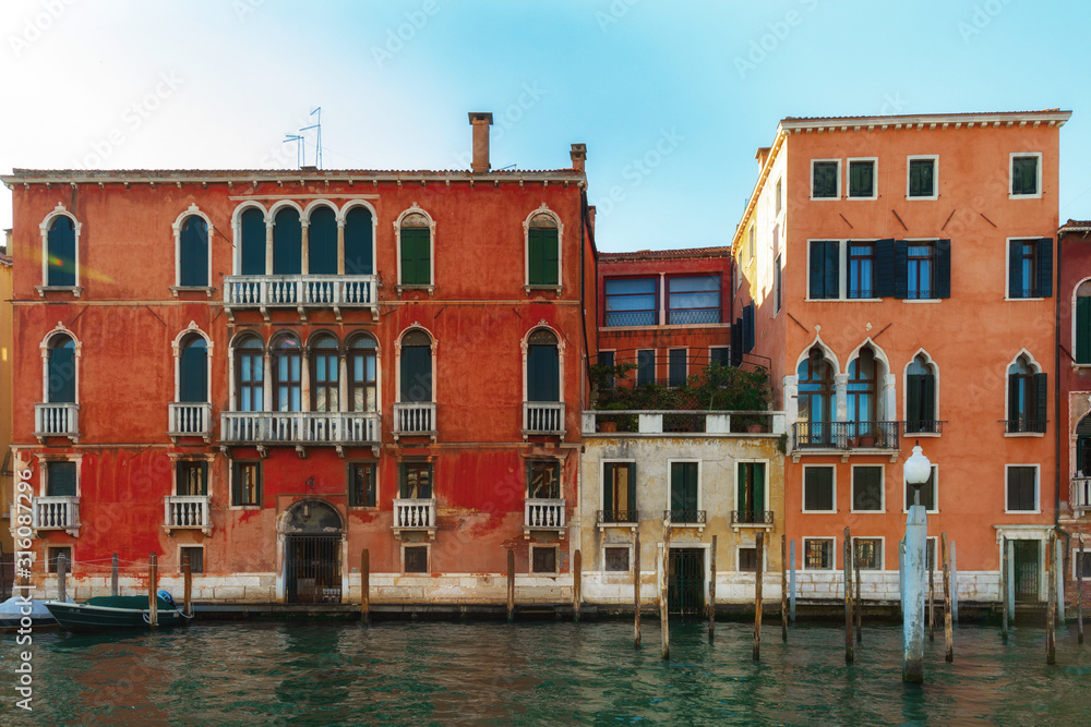 Canal in Venice, Italy with traditional colorful beautiful houses
