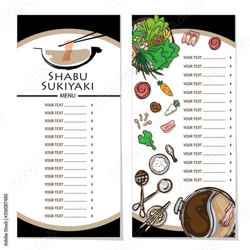 menu shabu sukiyaki restaurant template design graphic objects 