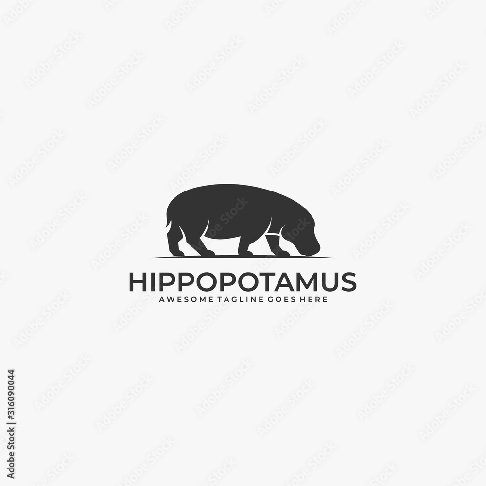 Vector Logo Illustration Hippo Silhouette Vector Logo Illustration Hippo Silhouette