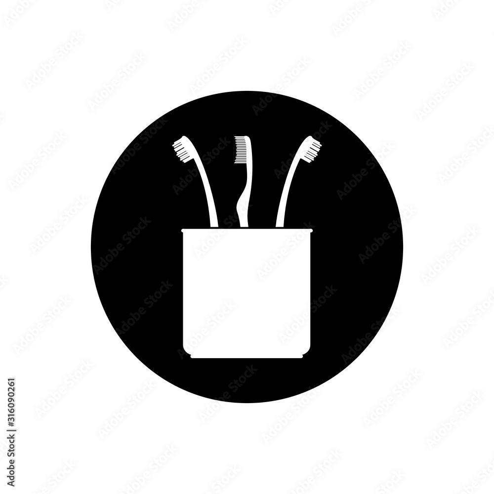 Brush Stand Icon. Rounded Button style vector EPS. Brush Stand Icon. Rounded Button style vector EPS.