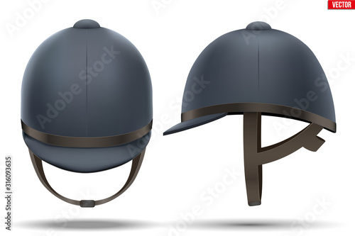 Fotografie, Tablou Set of Classic Jockey helmet for horse riding and Polo athlete